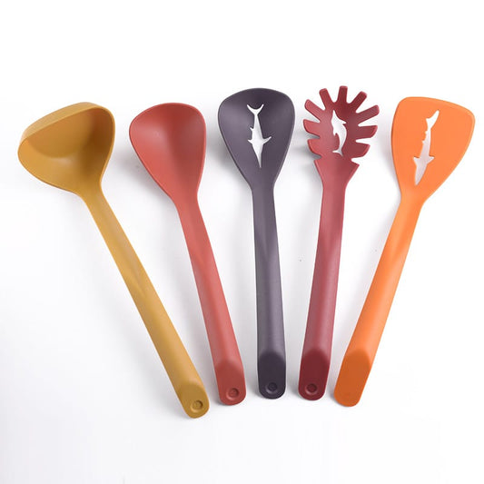 5 Pcs Kitchen Spoon Set with Stand – Heat Resistant Cooking Utensils