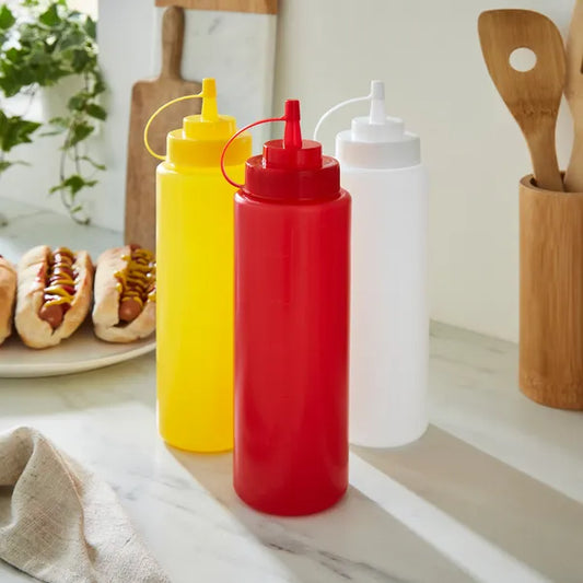 Ketchup Red & Yellow Squeeze Bottles (Pack of 2) – Leakproof Sauce Dispenser Set