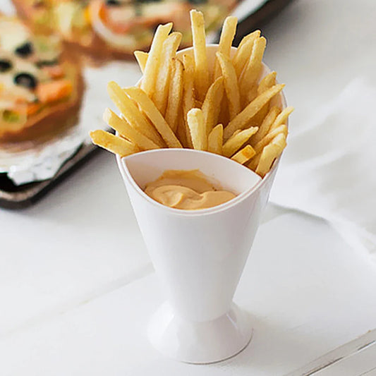 Fries Holder with Sauce Compartment – Snack Serving Cup | French Fries & Dip Holder Bowl