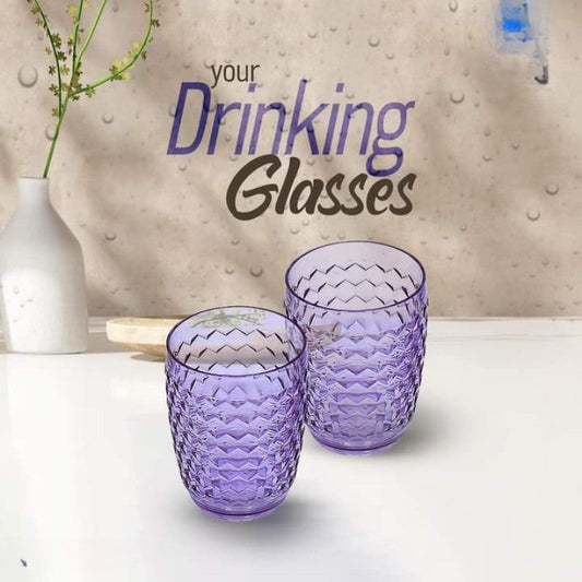 Diamond Plastic Glass Set (Pack of 2) – Stylish & Durable Drinking Glasses