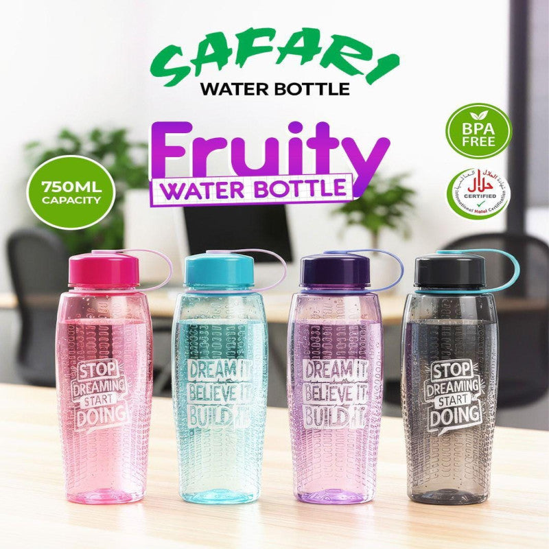 Pack of 2 Safari Fruity Water Bottle β 750ML BPA Free Motivational Bottle