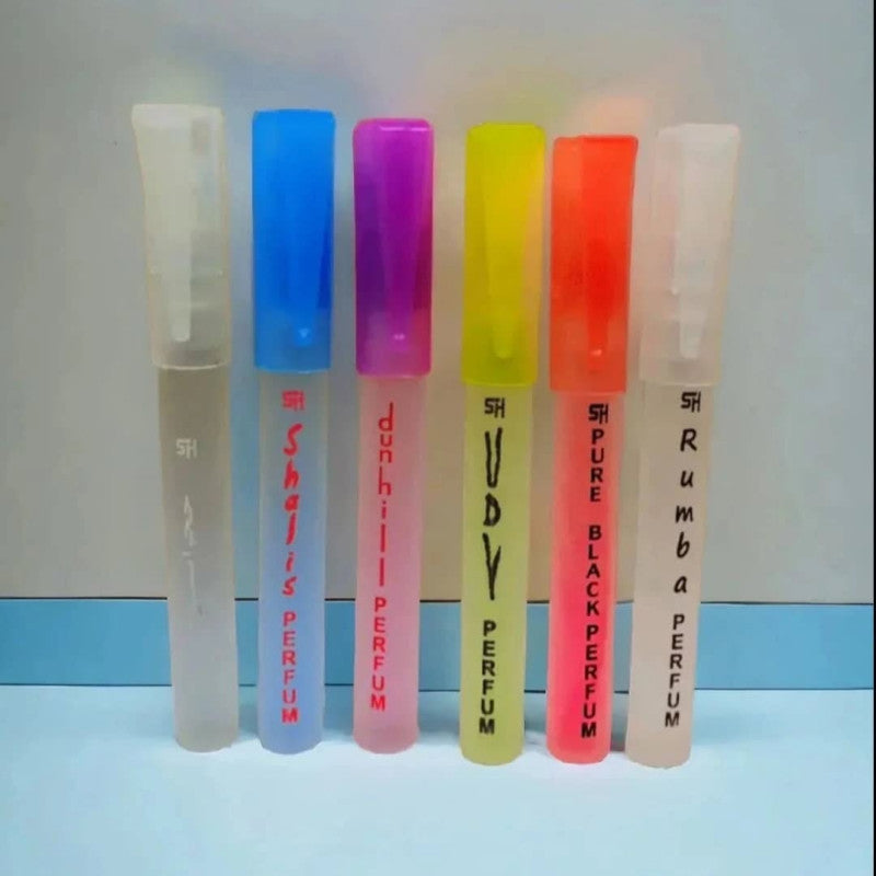 Pocket Perfume Pack of 6 β Mini Travel Size Long Lasting Fragrance Set