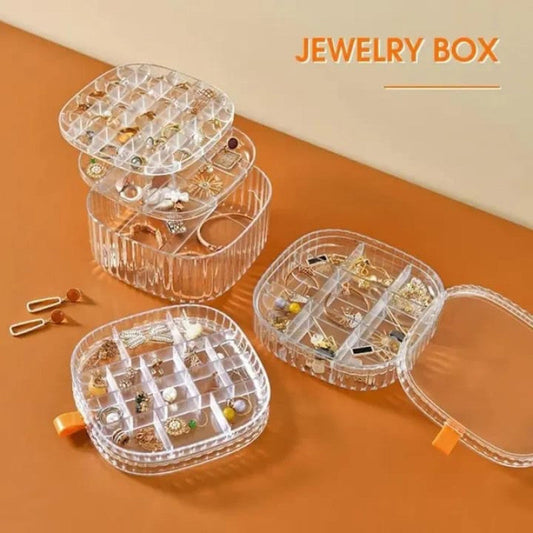 Elegant Transparent Crystal Jewelry Storage Box – Multi-Layer Acrylic Jewellery Organizer Case