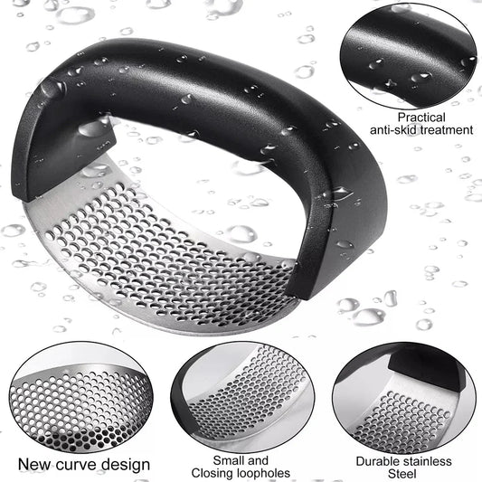 Garlic Press Crusher – Stainless Steel Garlic Mincer | Easy Grip Ginger & Garlic Crusher Tool