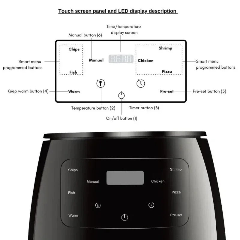 Silver Crest S-18 Air Fryer XL β Digital Touch Screen | Oil-Free Healthy Cooking (4 Presets)