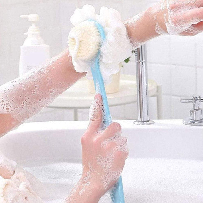 Bath Stick Loofah with Long Handle β 2 in 1 Body Scrubber & Shower Brush