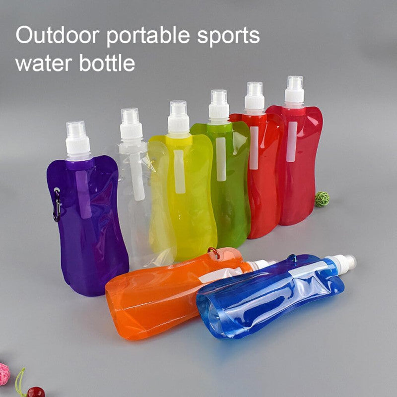 Pack of 2 Foldable Water Bottle Bag β Portable Collapsible Outdoor Water Pouch with Hook