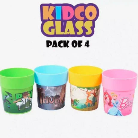 Kidco Glass Set β 4 PCS Kids Cartoon Drinking Cups