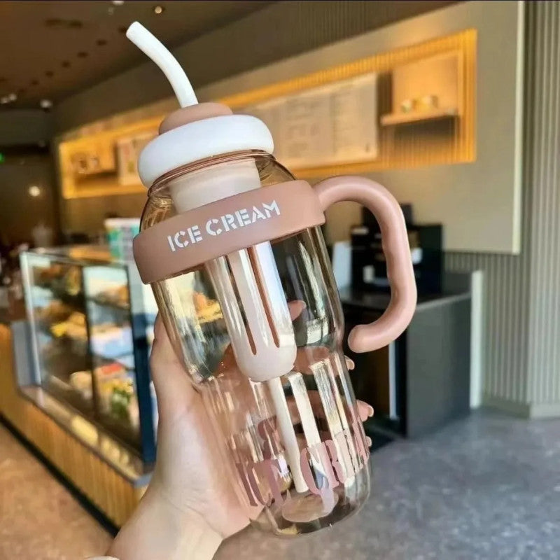 Portable Straw Tumbler β Cute Handle Cup with Straw (Leakproof & Reusable)