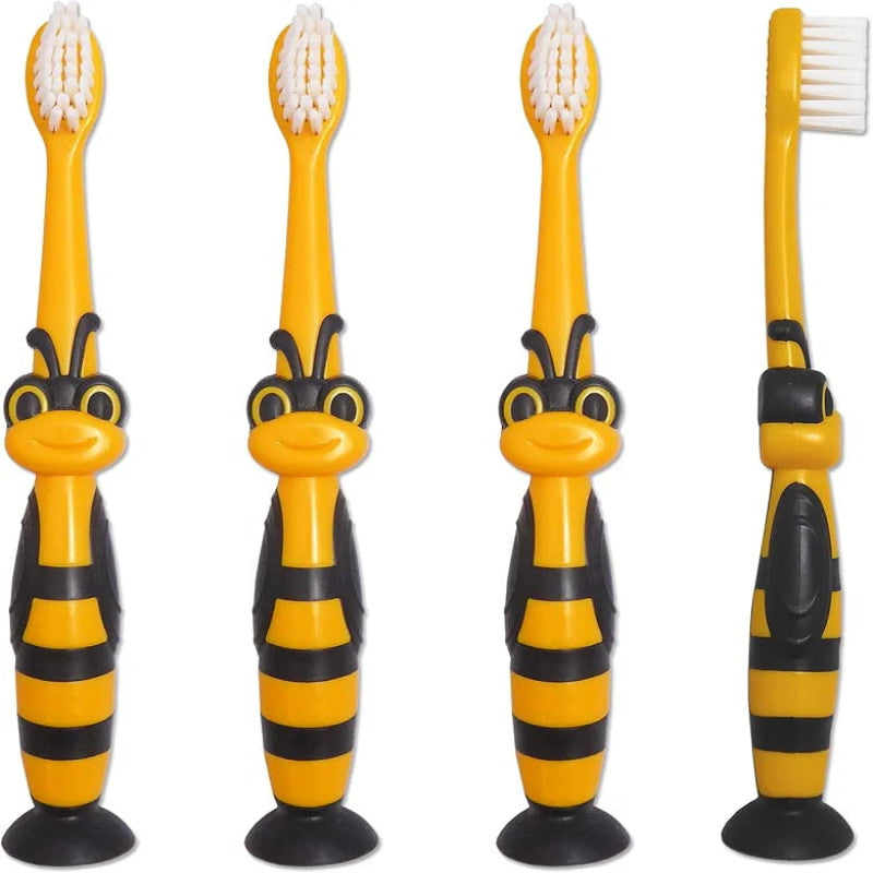 Pack of 2 Bumblebee Kids Toothbrush with Suction Cup β Soft Bristles Cartoon Brush for Children