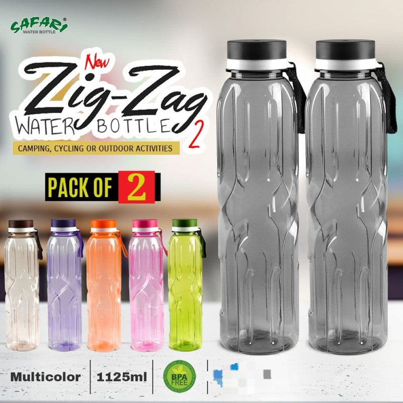 Safari Zig-Zag Water Bottle β Pack of 2 (1125ML Each, BPA Free)