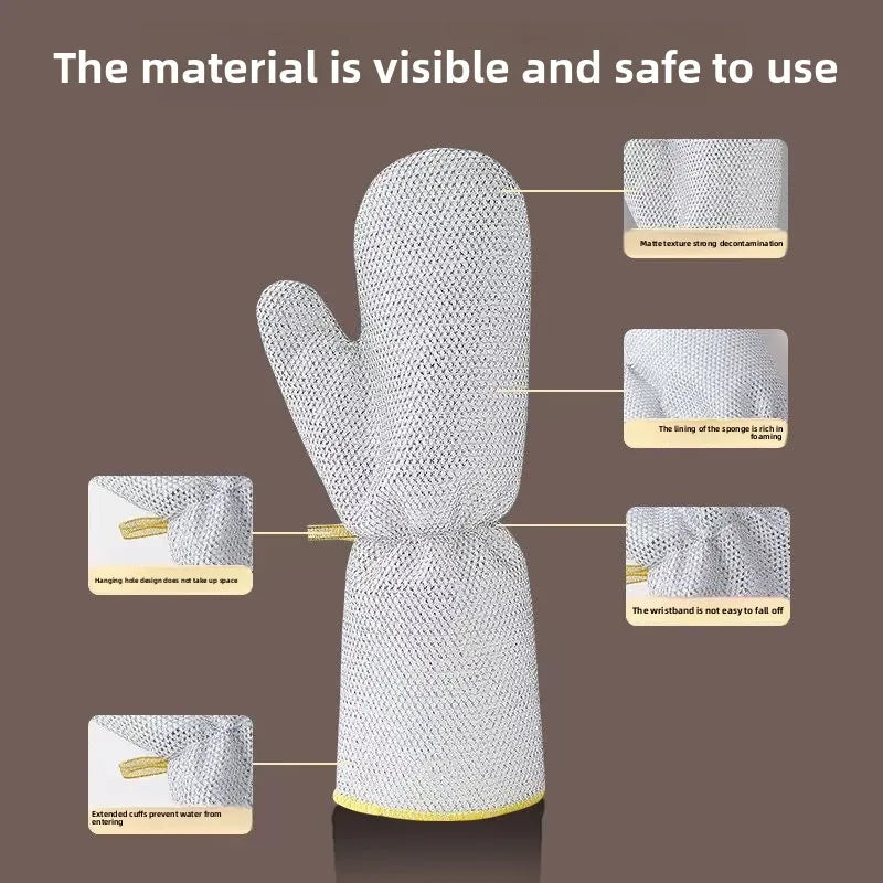 Pack of 2 Steel Wire Cleaning Gloves β Heavy Duty Kitchen Scrubber Gloves | Cut Resistant Dishwashing & Cleaning Gloves