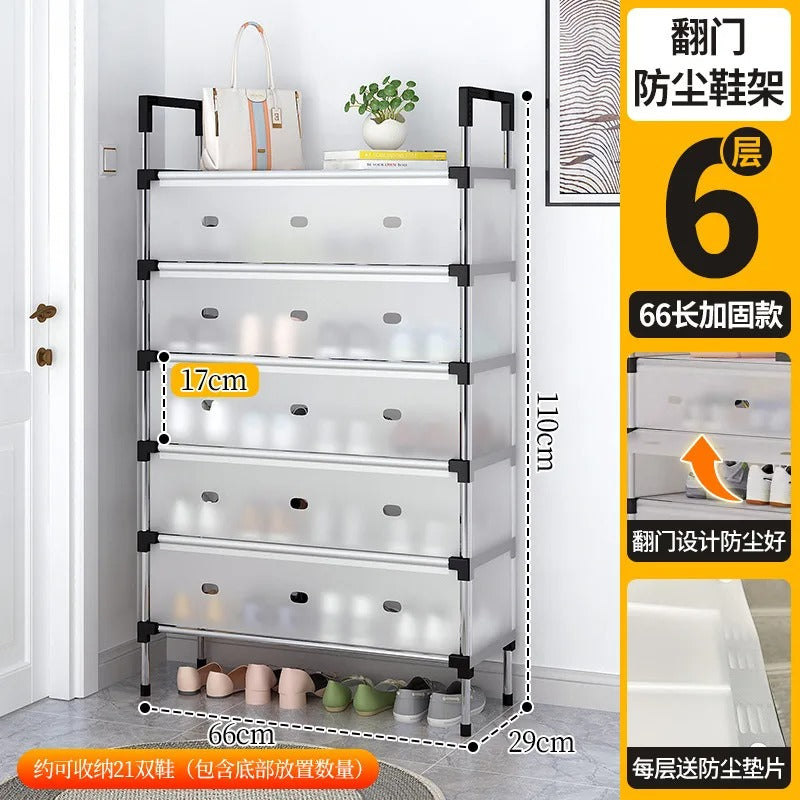 Dust Proof 6 Layer Shoe Rack β Multi-Tier Covered Shoe Organizer Cabinet