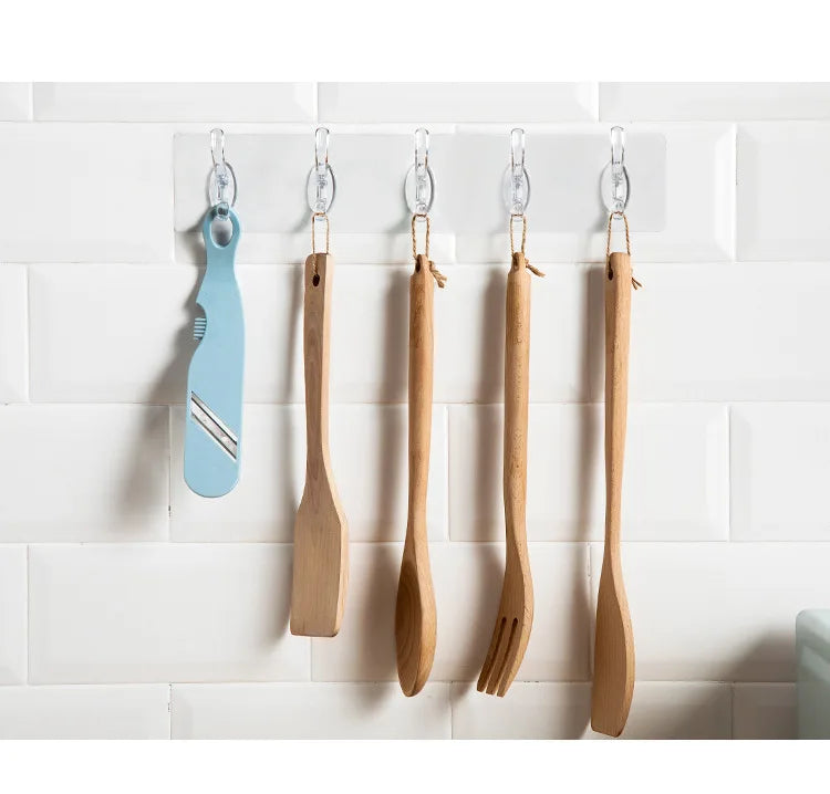 Pack of 2 Crystal Hook Patti β Transparent Wall Hook Strip | Strong Adhesive Multi Hook Hanger