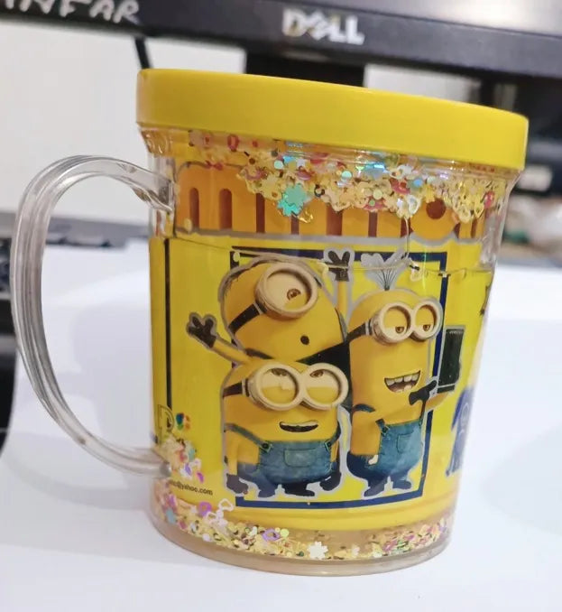 Kids Glitter Mug β Cartoon Fun Cup with Sparkle Effect (With Lid)