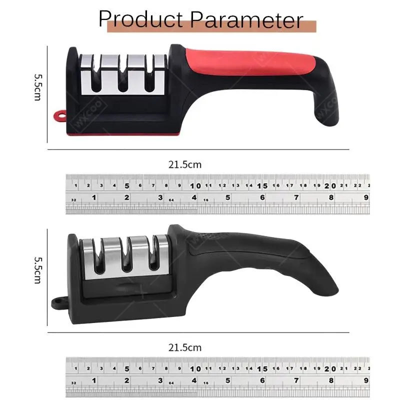 Stainless Steel Knife Sharpener β 3 Stage Professional Sharpener | Kitchen Knife Sharpening Tool with Anti Slip Base