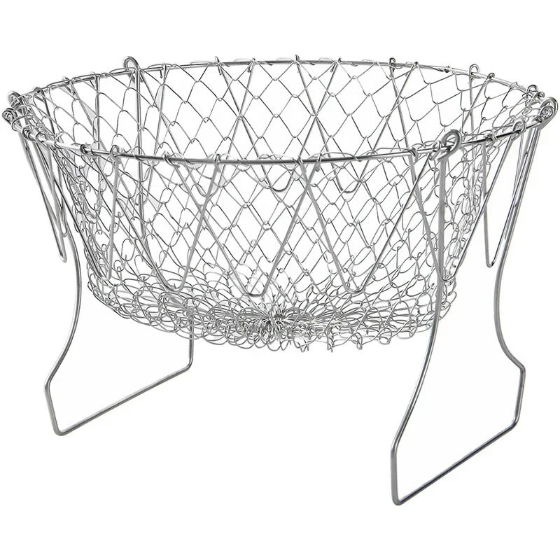 Chef Basket β Stainless Steel Folding Fry & Strainer Basket | Multi Purpose Cooking Basket