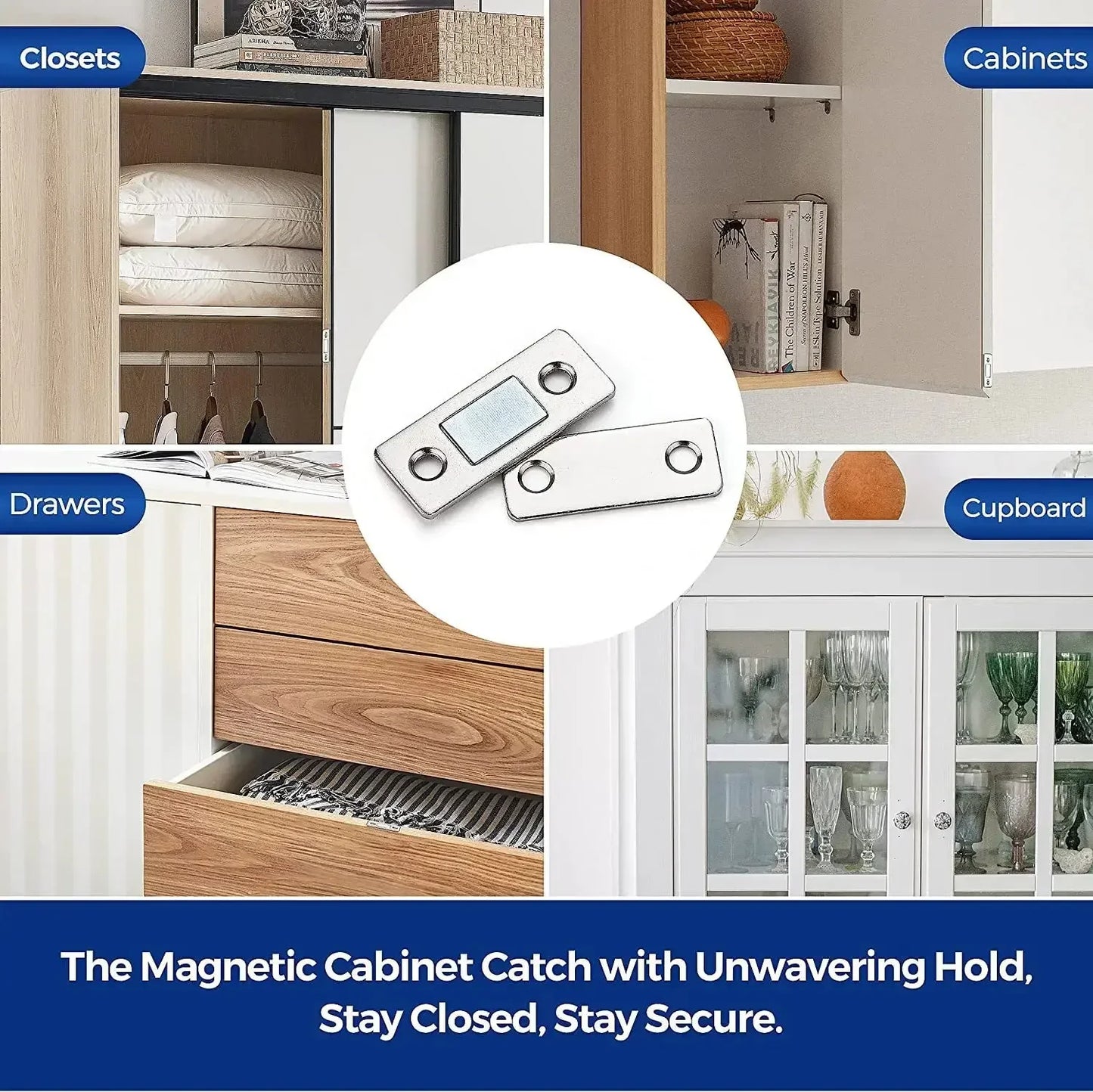 Pack of 3 Mini Door Magnet β Strong Magnetic Door Catch | Cabinet & Door Stopper