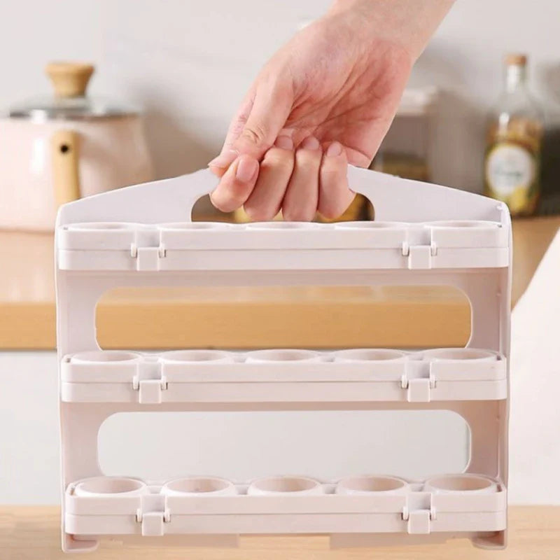 3 Layer Foldable Egg Organizer β Fridge Storage Rack for Eggs (Space Saving)