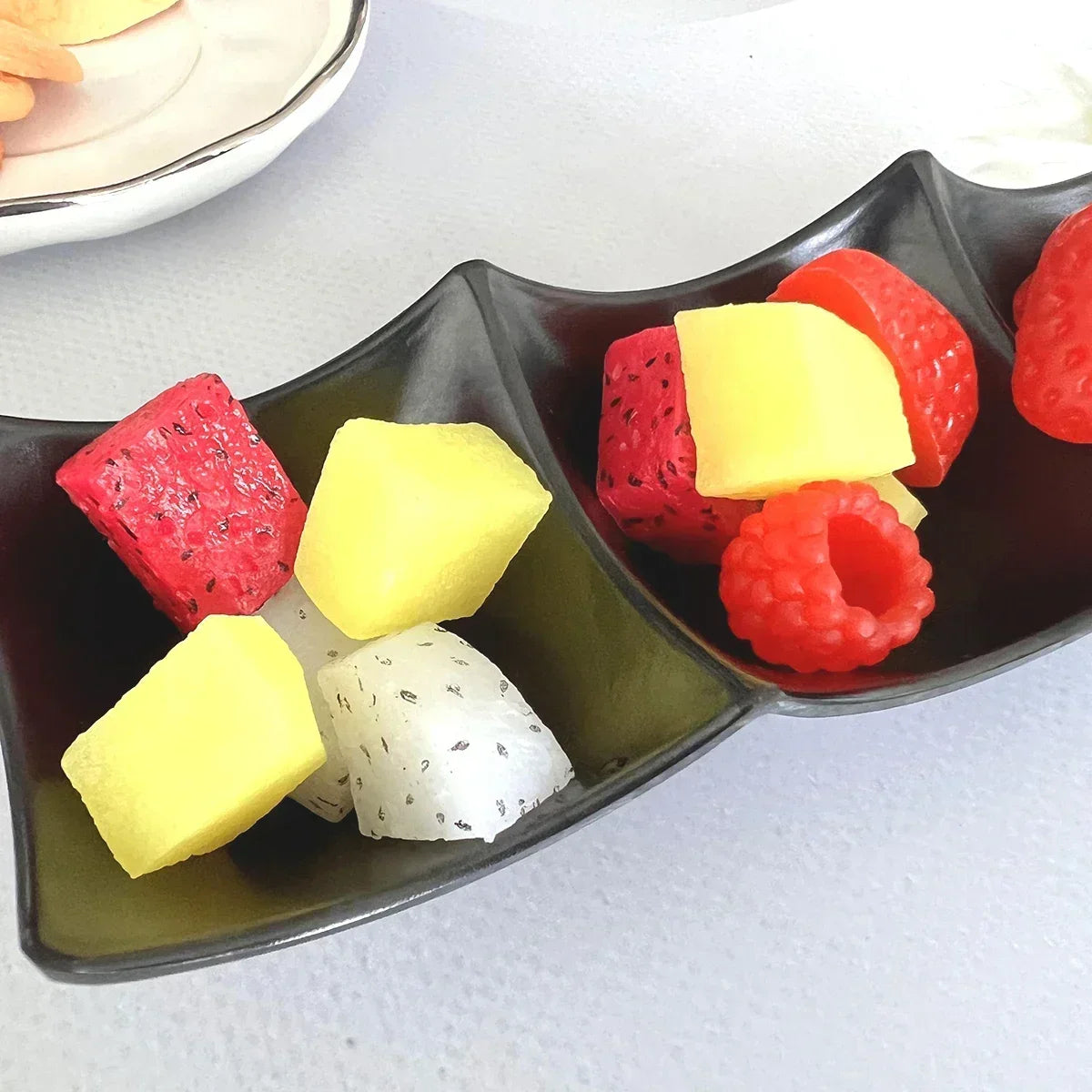 Pack of 3 Black Sauce Dish Set β 3 Compartment Seasoning Plate for Kitchen & Dining