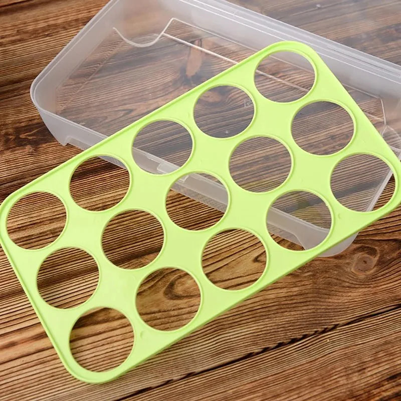 15 Grid Egg Storage Box β Classic Fridge Egg Tray with Lid | Stackable Egg Holder Container