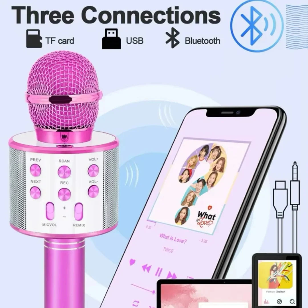 858 Wireless Karaoke Microphone β Bluetooth Singing Mic with Speaker & Voice Effects