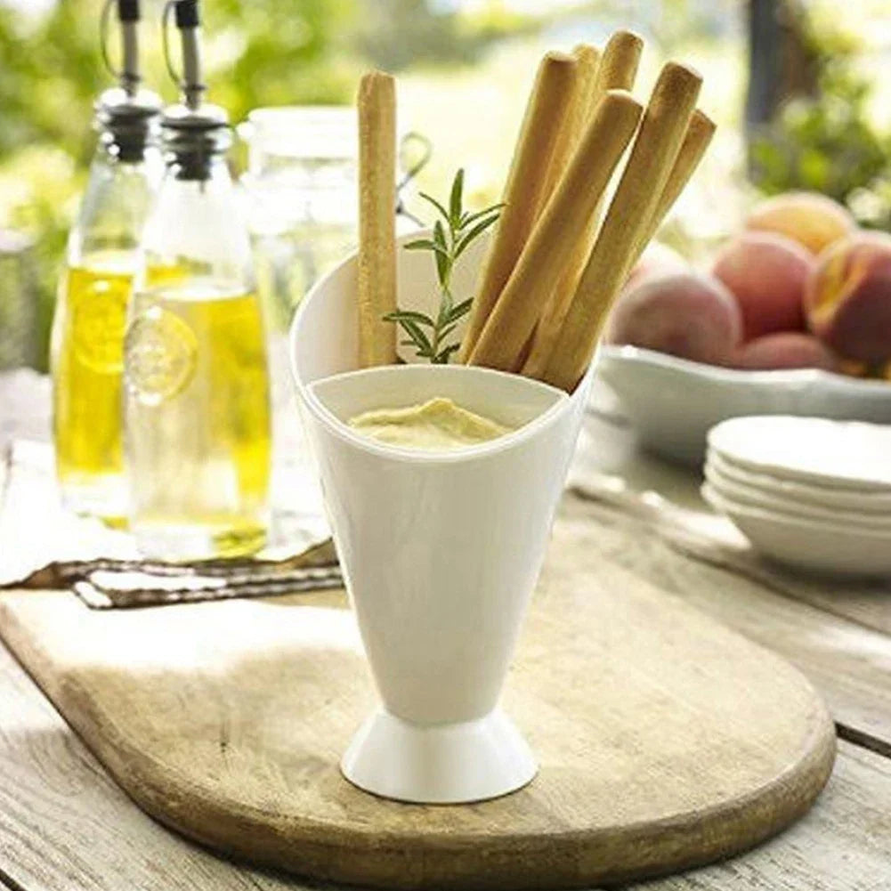 Fries Holder with Sauce Compartment β Snack Serving Cup | French Fries & Dip Holder Bowl