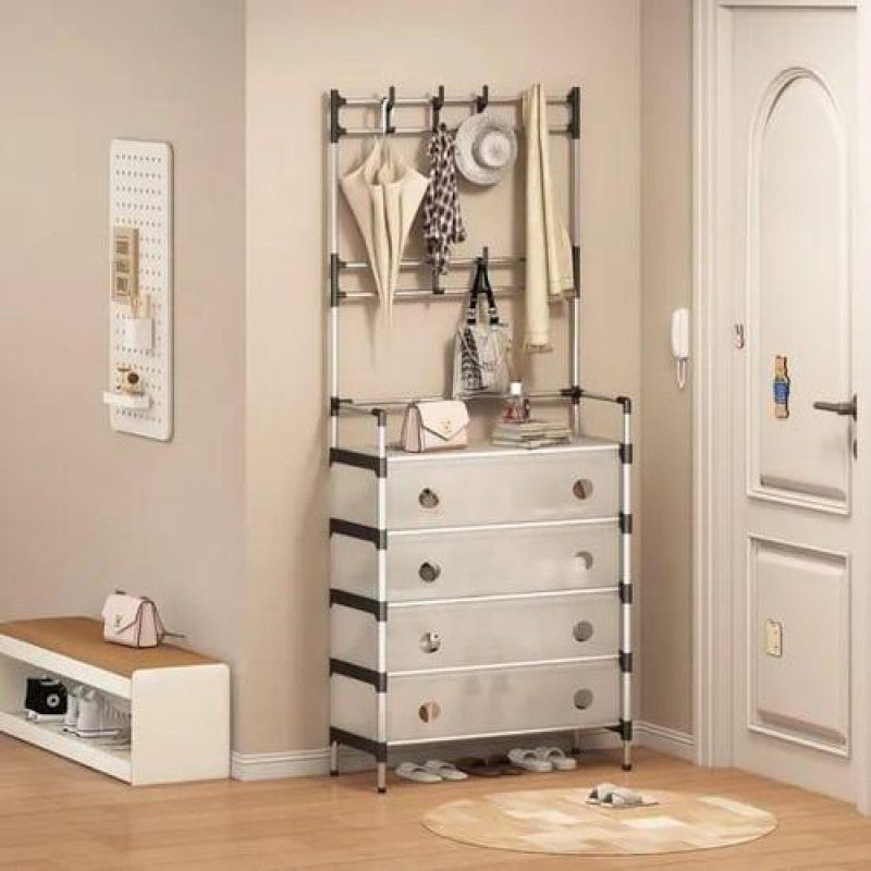 Multi-Functional Dust Proof Shoe Rack with Coat & Hat Stand β Space Saving Organizer with Drawers