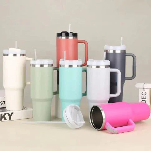 Simple Stainless Steel Tumbler β Large Capacity Insulated Coffee Cup with Handle