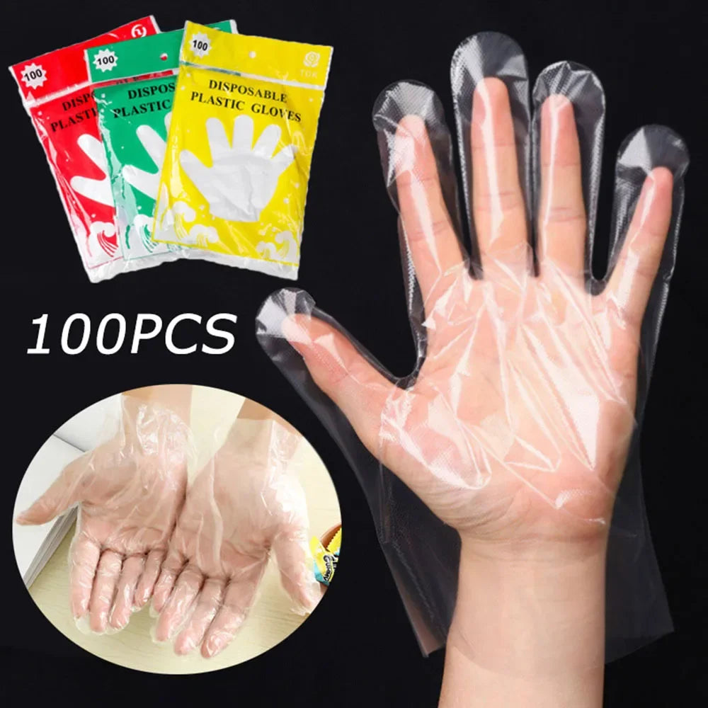 Pack of 2 Disposable Plastic Gloves (100 Pcs) β Hygienic Food Handling & Cleaning Gloves