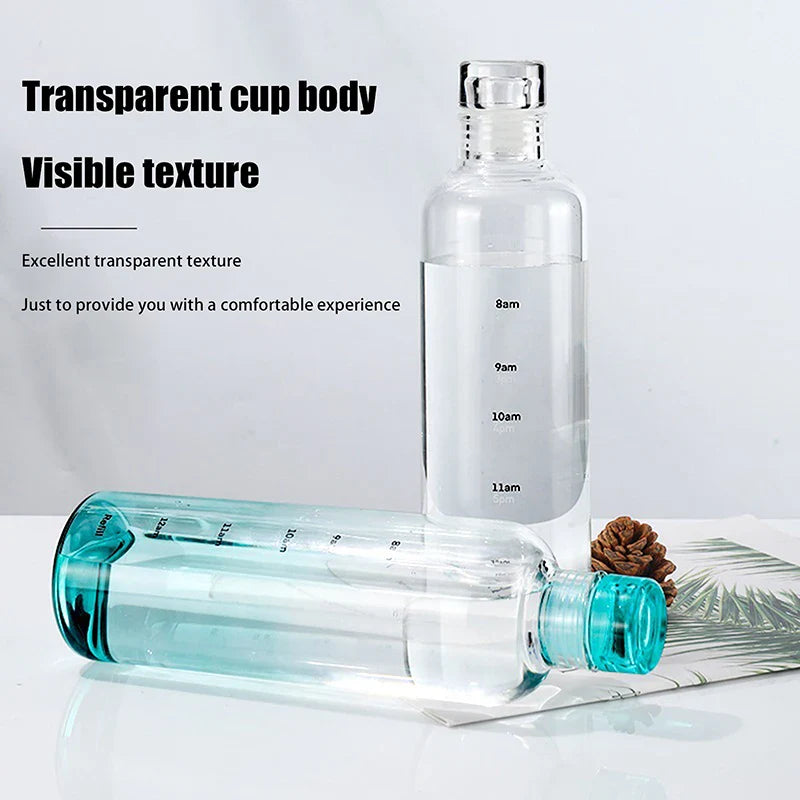 Glass Time Line Water Bottle 500ML β Hydration Tracker Bottle