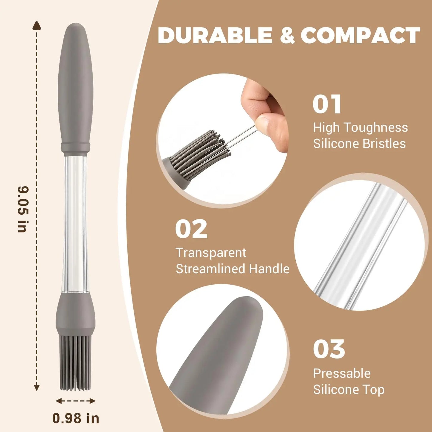 Pack of 2 Oil Push Silicone Brush β BBQ Oil Dispenser Brush for Cooking & Baking