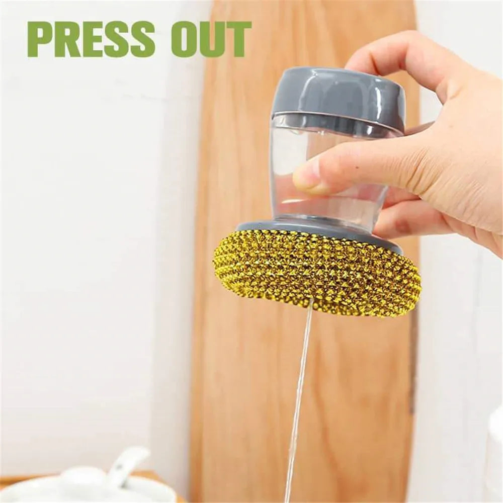 Pack of 2 Automatic Liquid Dispensing Palm Brush β Multi-Purpose Kitchen Cleaning Brush