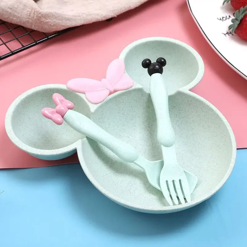Pack of 2 Kids Butterfly Plate Set β Cute Cartoon Dinner Plate with Spoon & Fork