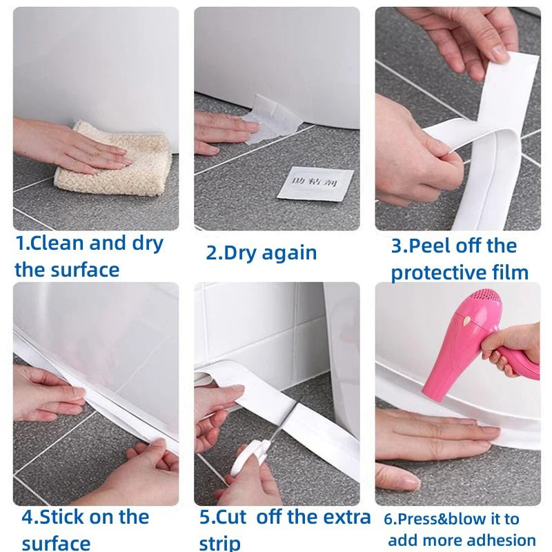 PVC Sealing Strip Tape β Waterproof Kitchen & Bathroom Gap Seal (Self-Adhesive)