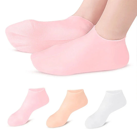 (Combo Pack) Moisturizing Glove and Socks Set, Silicone Gel Spa  Socks For Dry Cracked Skin &amp; Silicone Jelly Socks Gel Moisturizing Socks Foot Care Protector