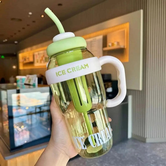 Portable Straw Tumbler – Cute Handle Cup with Straw (Leakproof & Reusable)