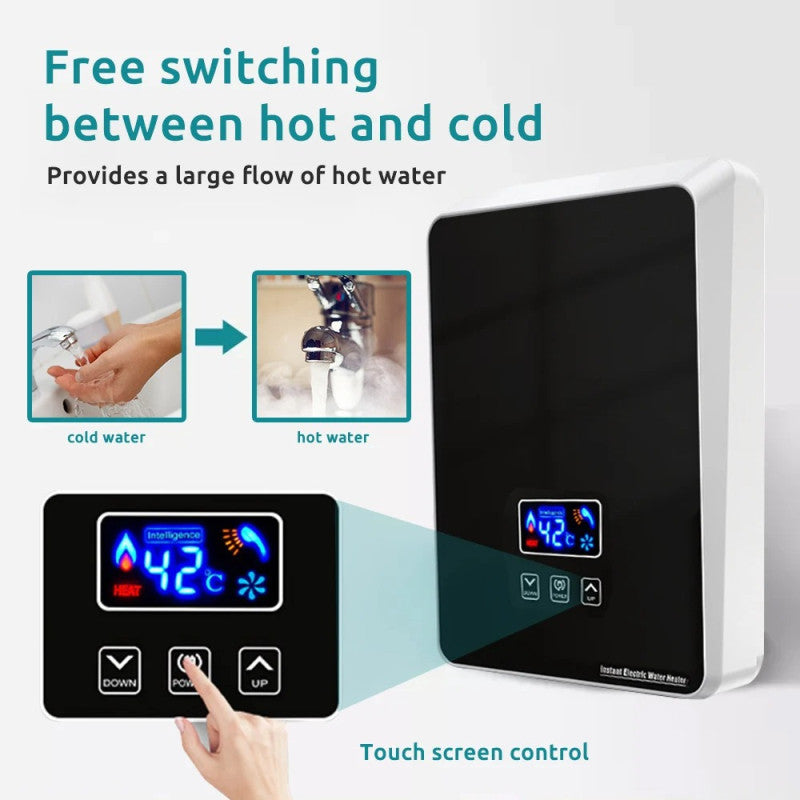 Instant Tankless Electric Water Heater – LCD Display | Energy Saving Instant Geyser for Home