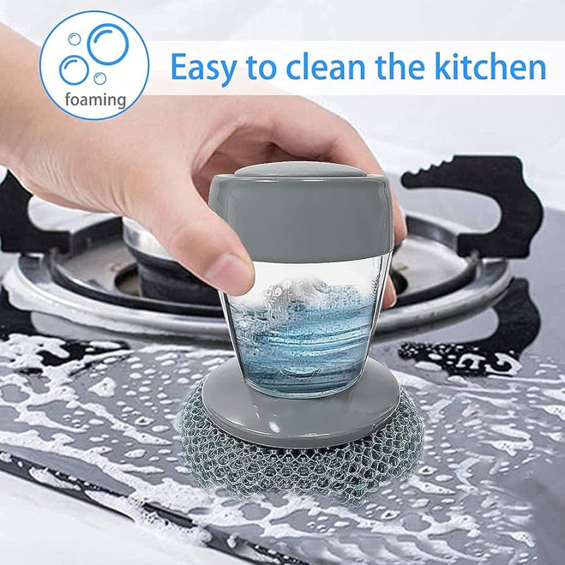 Pack of 2 Automatic Liquid Dispensing Palm Brush – Multi-Purpose Kitchen Cleaning Brush