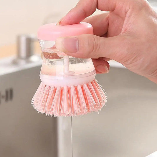 Pack of 2 Dish Cleaning Brush with Soap Dispenser – Automatic Liquid Dispensing Kitchen Scrubber