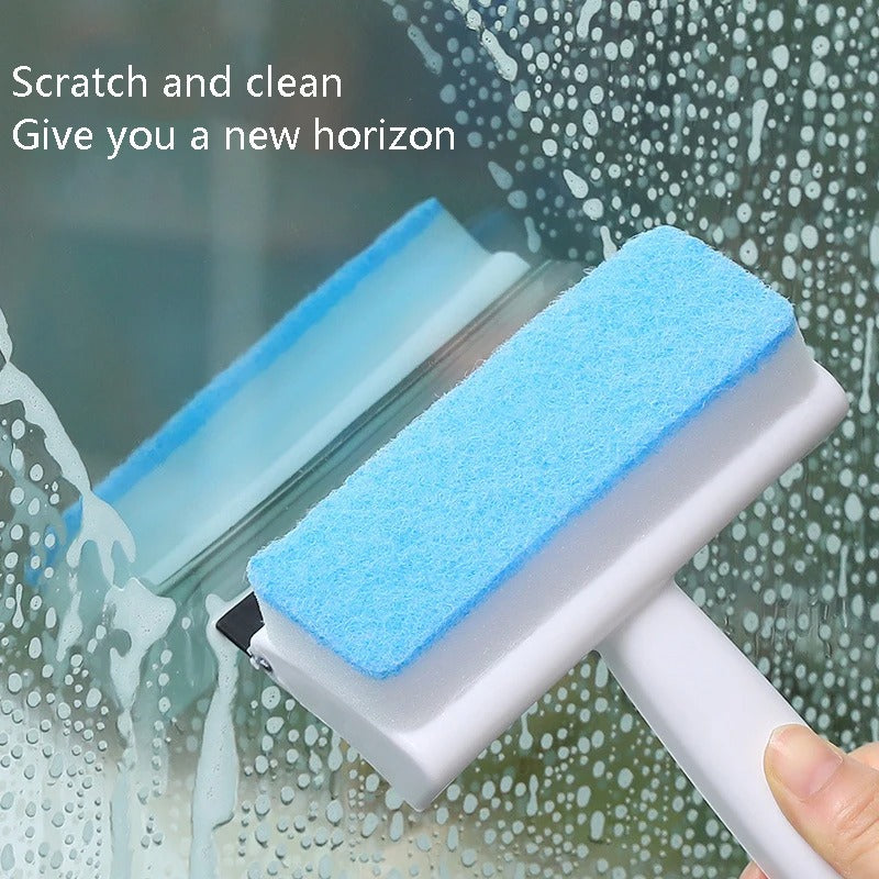 Pack of 2 Foam Glass Wiper with Handle – Window Cleaning Squeegee & Scrubber (2 in 1)