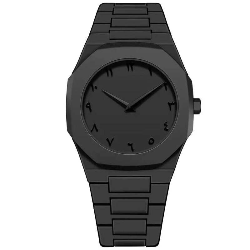 Arabic Black Aura Watch – Luxury Matte Black Dial with Arabic Numerals