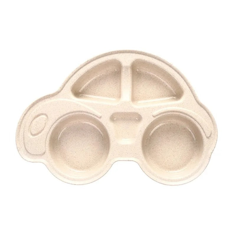 Pack of 2 Car Shape Kids Plate – Multi-Section Cartoon Food Serving Tray for Children