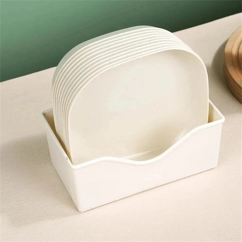 China Plate Set with Stand – Stylish Square Plates Set for Kitchen & Dining