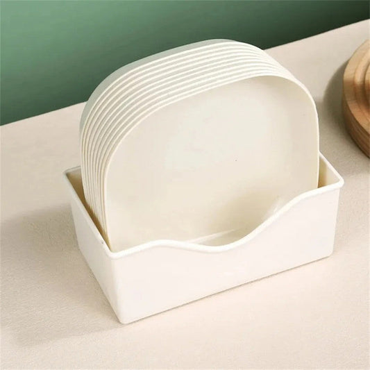 China Plate Set with Stand – Stylish Square Plates Set for Kitchen & Dining