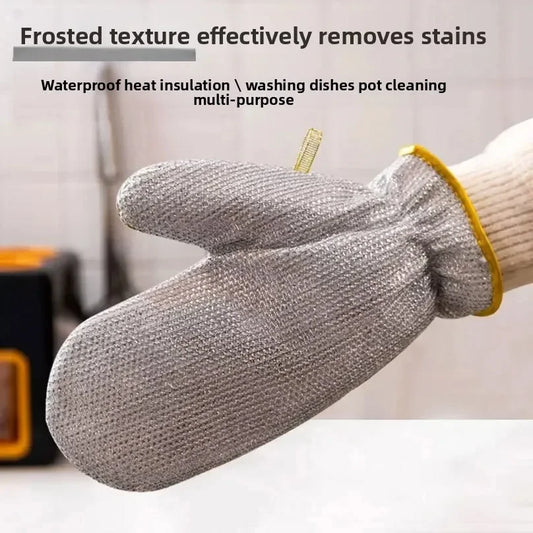Pack of 2 Steel Wire Cleaning Gloves – Heavy Duty Kitchen Scrubber Gloves | Cut Resistant Dishwashing & Cleaning Gloves