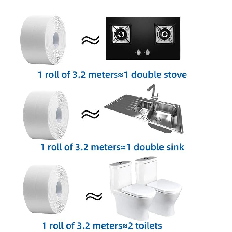 PVC Sealing Strip Tape – Waterproof Kitchen & Bathroom Gap Seal (Self-Adhesive)