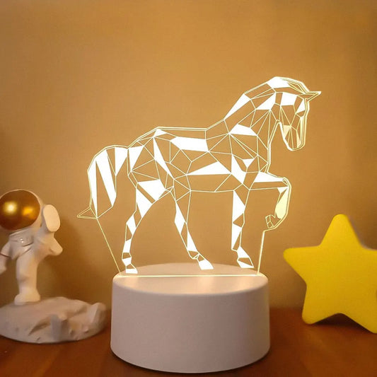 3D Horse Illusion Lamp – LED Crystal Night Light | Stylish Horse Design Table Lamp