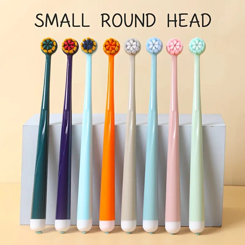 Pack of 2 Round Head Soft Toothbrush – Precision Clean Bristles | Comfortable Grip  Brush