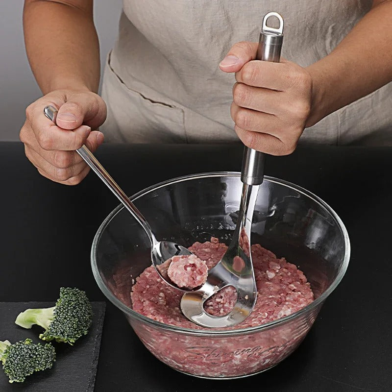 Pack of 2 Meat Ball Maker Spoon – Stainless Steel Handle Meat Scoop Tool